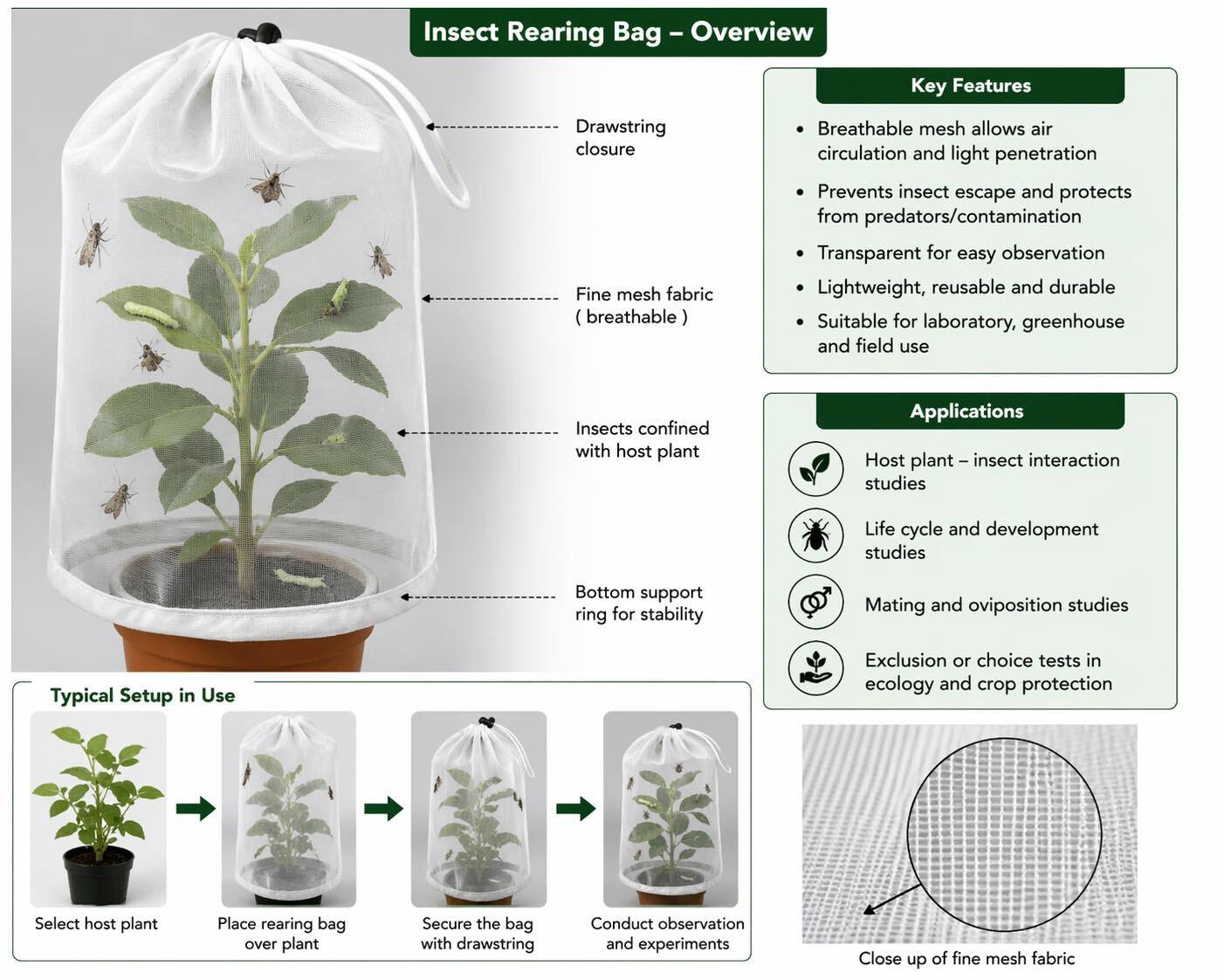 Insect Rearing Bags in Entomology: Applications, Advantages, and Research Insights